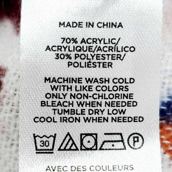 Loft Outlet Reversible Wrap Poncho With Fringe Geometric Print  one Size - Picture 8 of 12